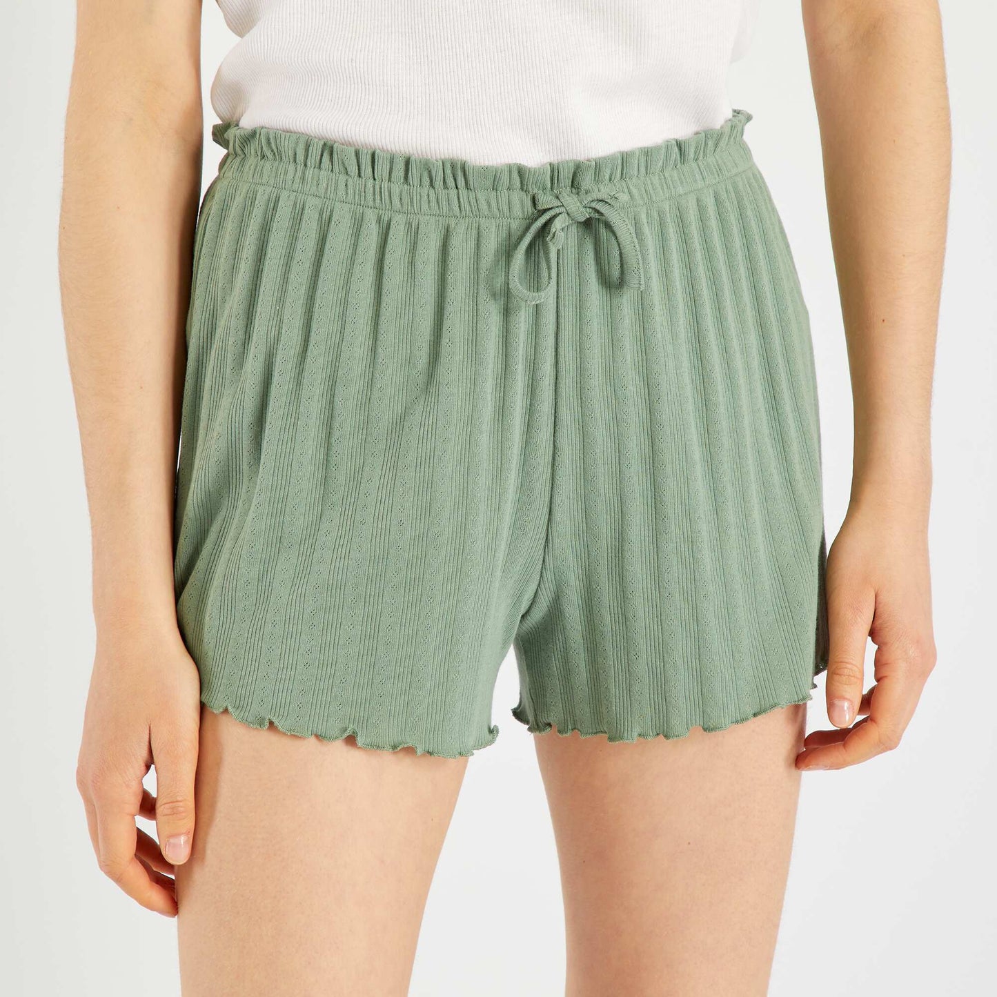 Short de pyjama en maille pointelle Vert