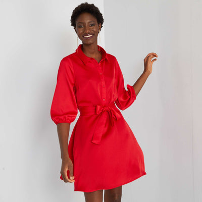 Robe chemise courte Rouge