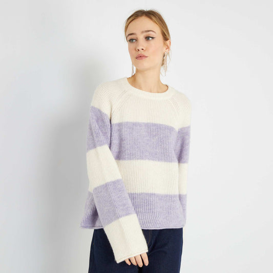 Pull marini re en maille tricot Violet