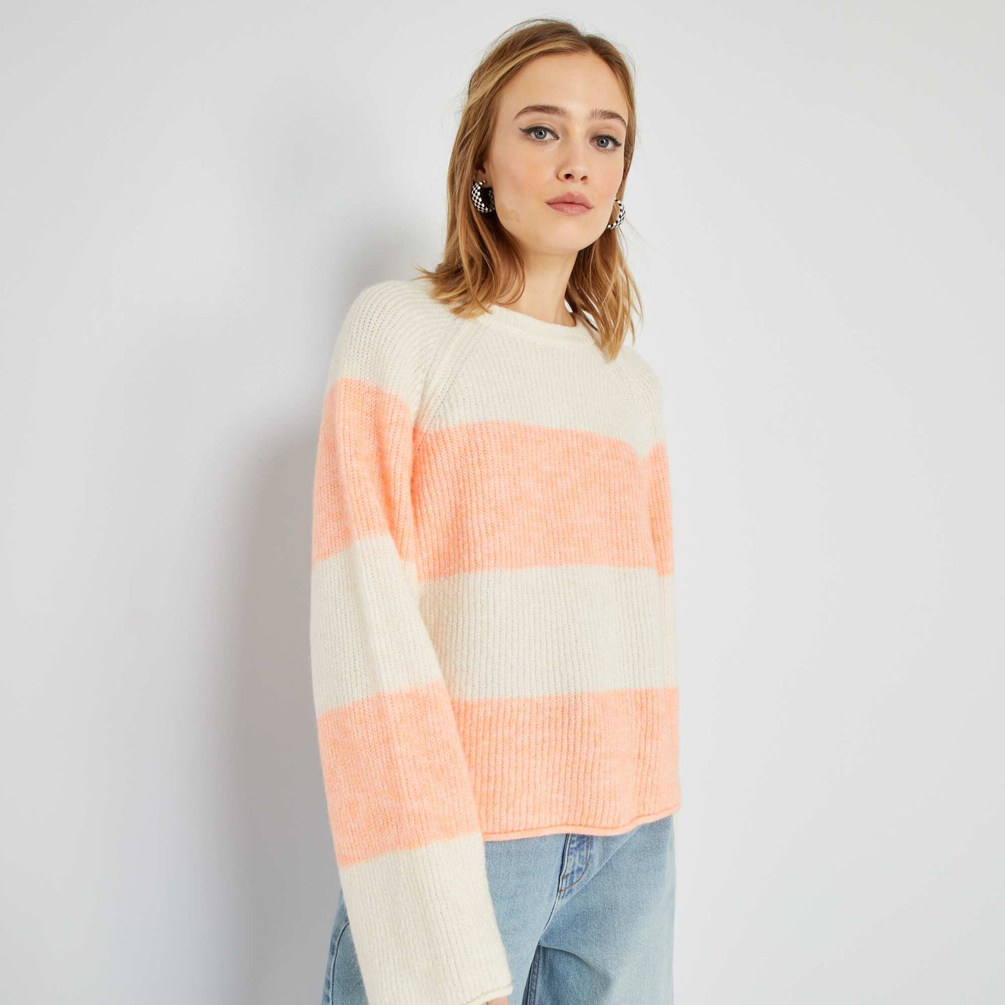 Pull marini re en maille tricot Rose
