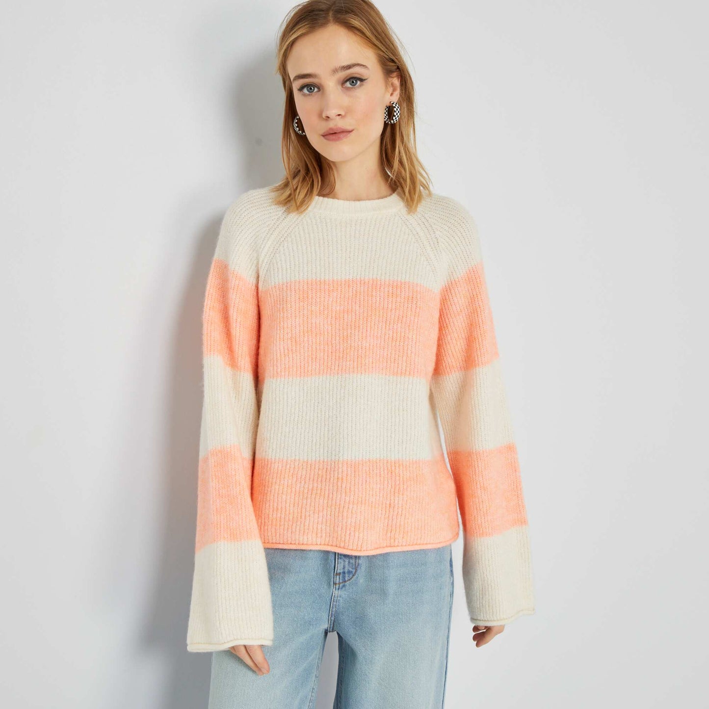 Pull marini re en maille tricot Rose