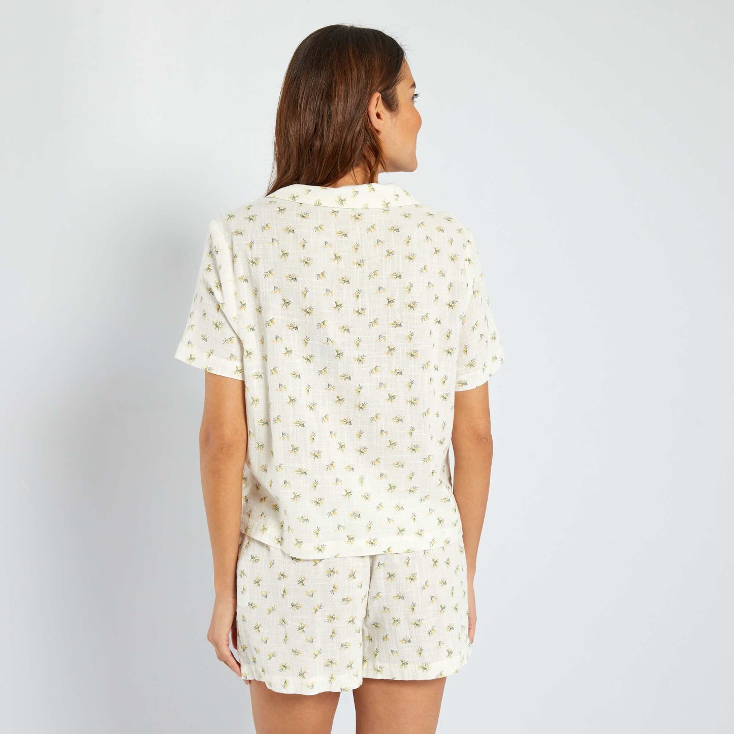 Pyjama short en gaze de coton Blanc imprim