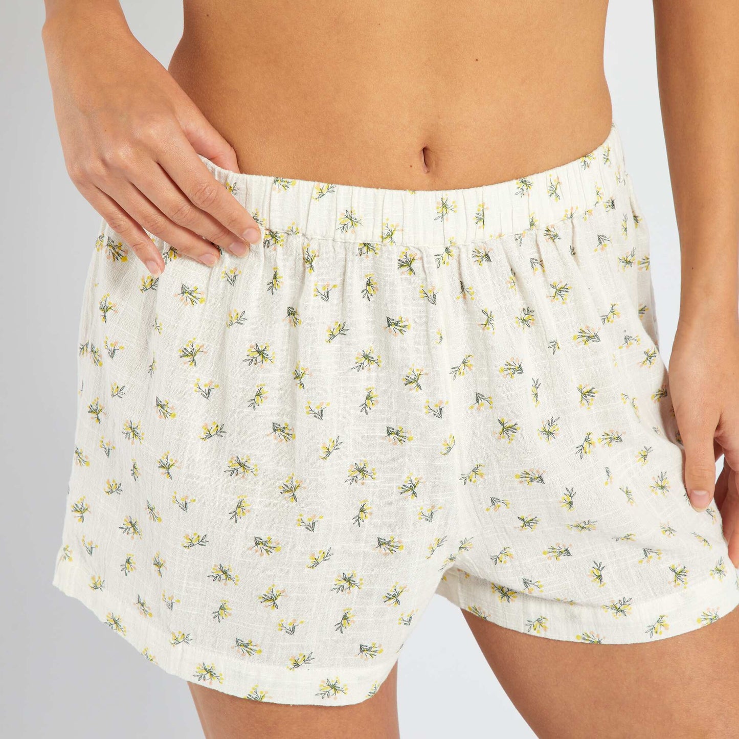 Pyjama short en gaze de coton Blanc imprim