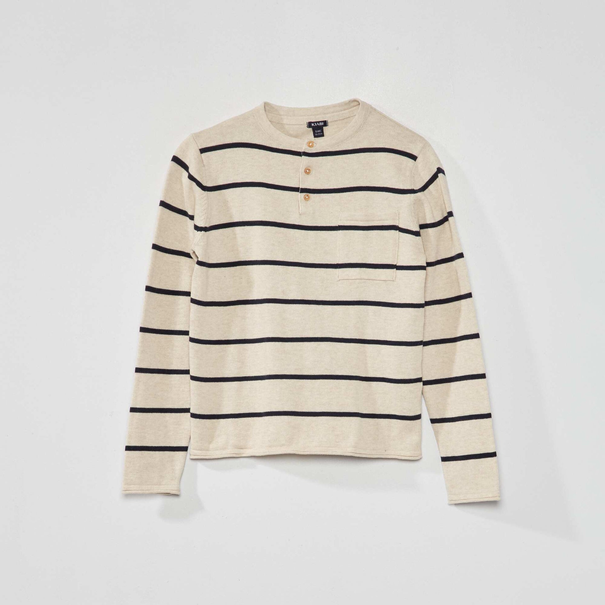 Pull l ger col tunisien Beige