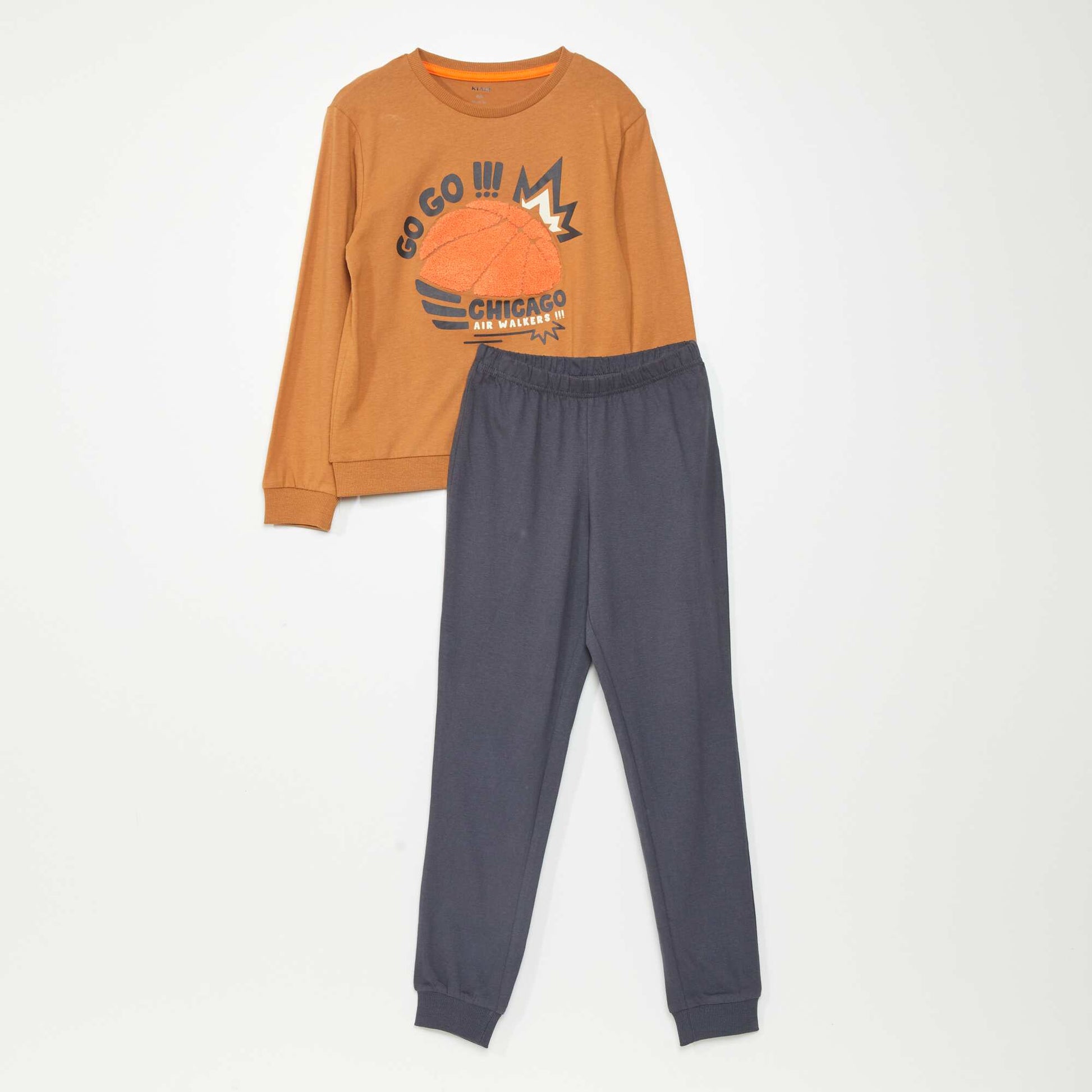 Pyjama en jersey avec empiècement - 2 pièces Marron
