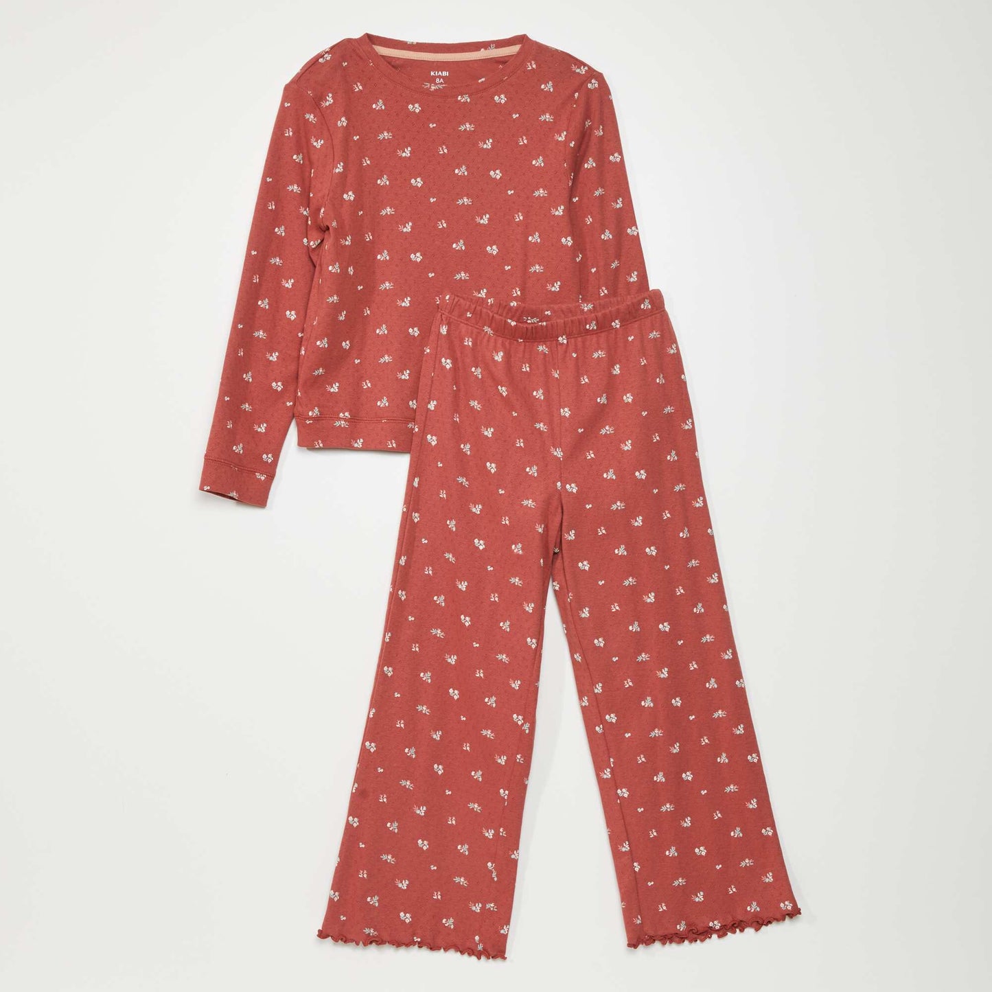 Pyjama long en maille pointelle - 2 pièces Rouge