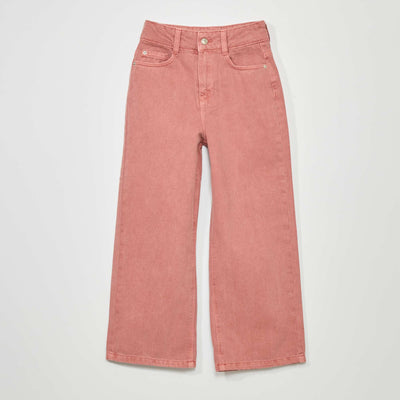 Jean wide-leg 5 poches Rose