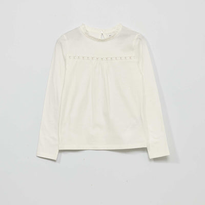 T-shirt manches avec dentelle blanc