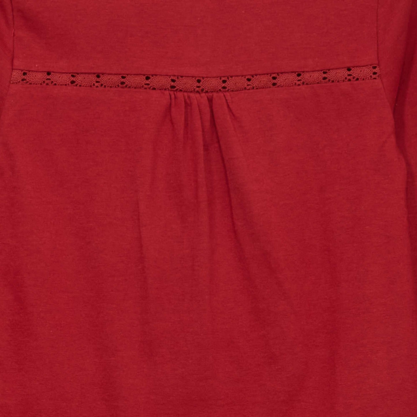T-shirt à manches avec dentelle Rouge
