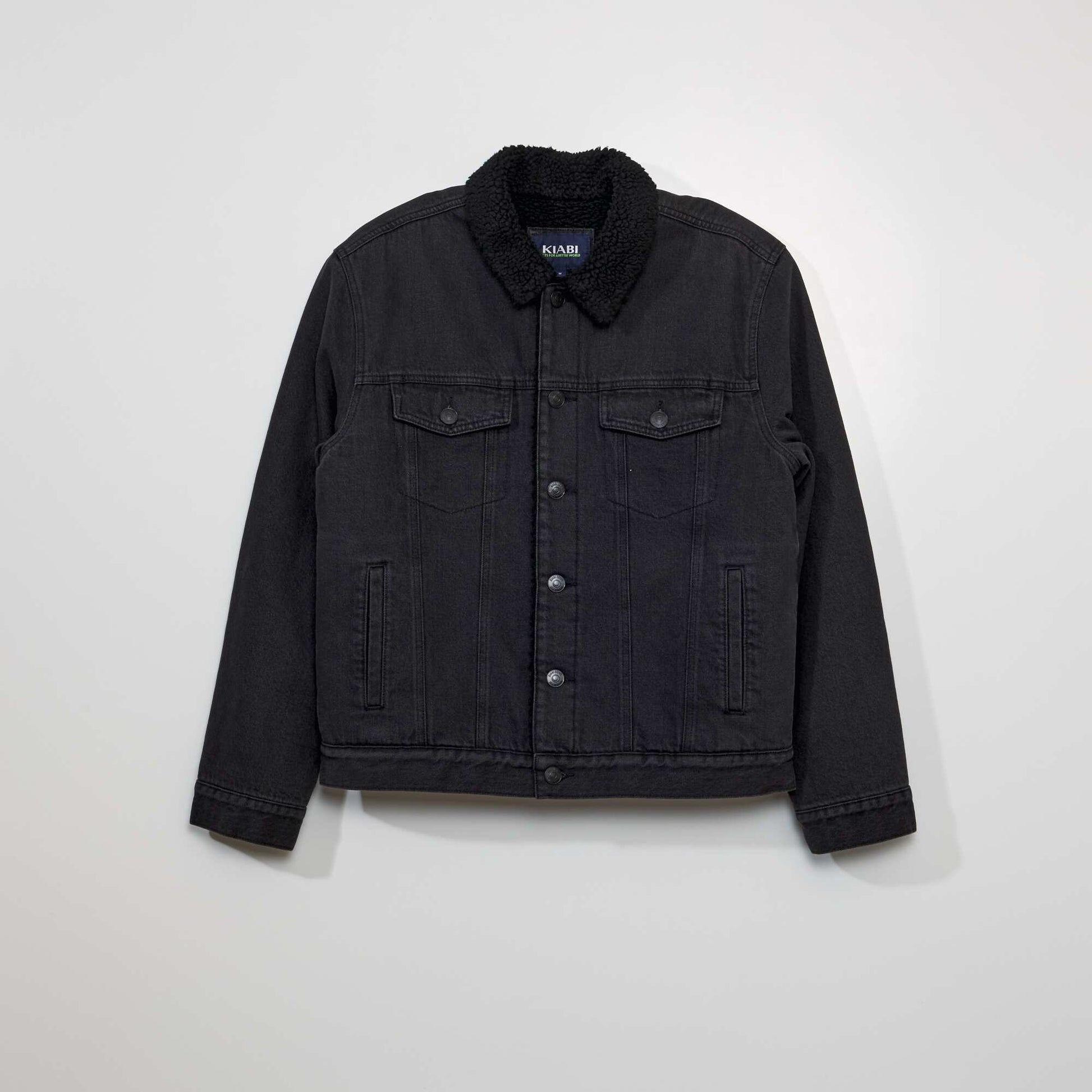 Veste en jean avec sherpa Noir