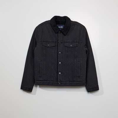 Veste en jean avec sherpa Noir