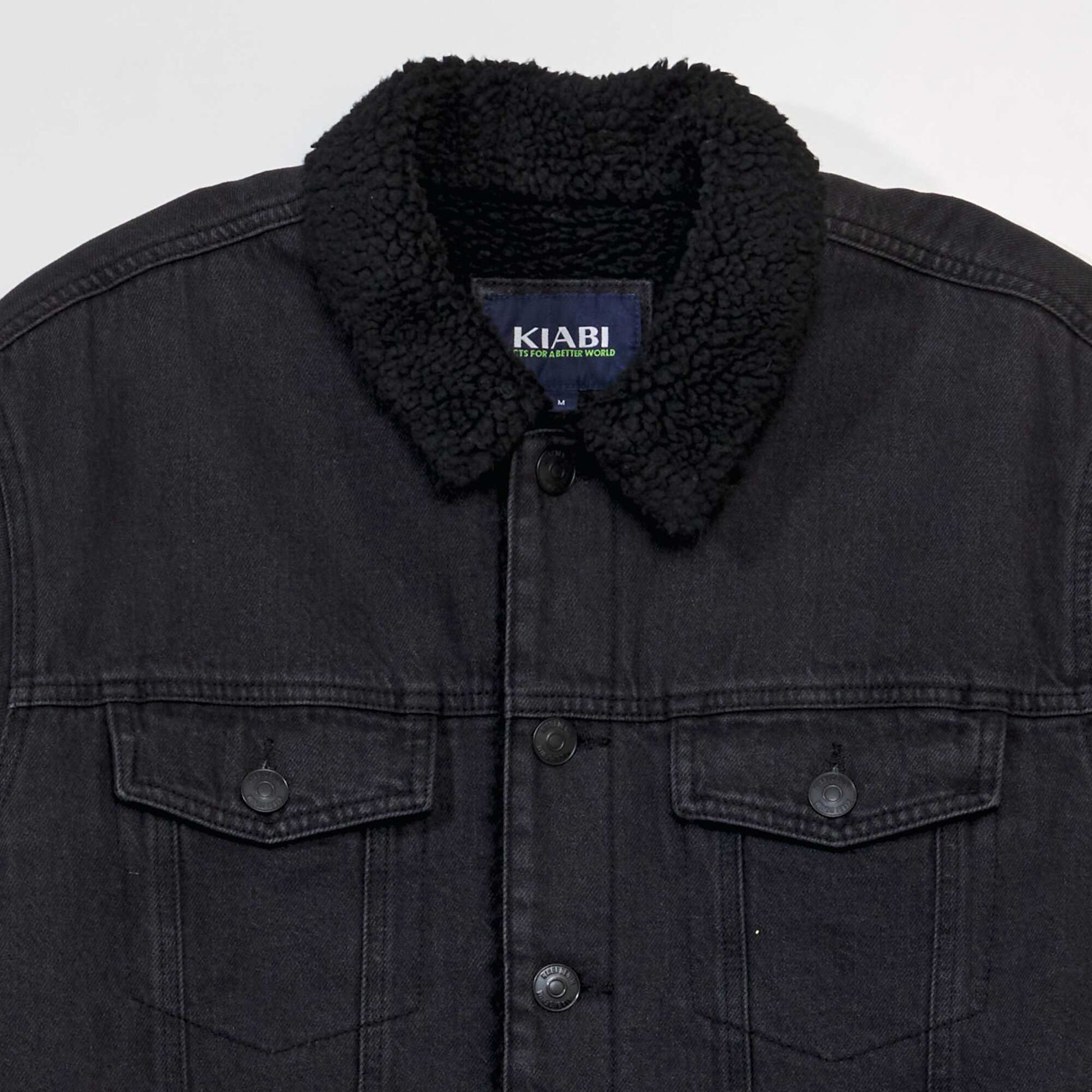 Veste en jean avec sherpa Noir