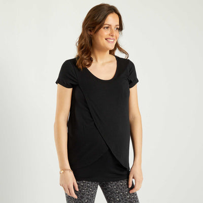 T-shirt d'allaitement col rond noir