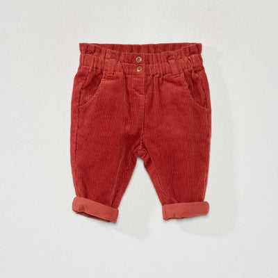 Pantalon paperbag en velours c tel Rouge