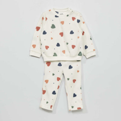 Ensemble pyjama polaire - 2 pi ces Blanc