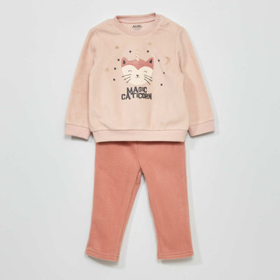 Ensemble pyjama polaire - 2 pi ces Rose