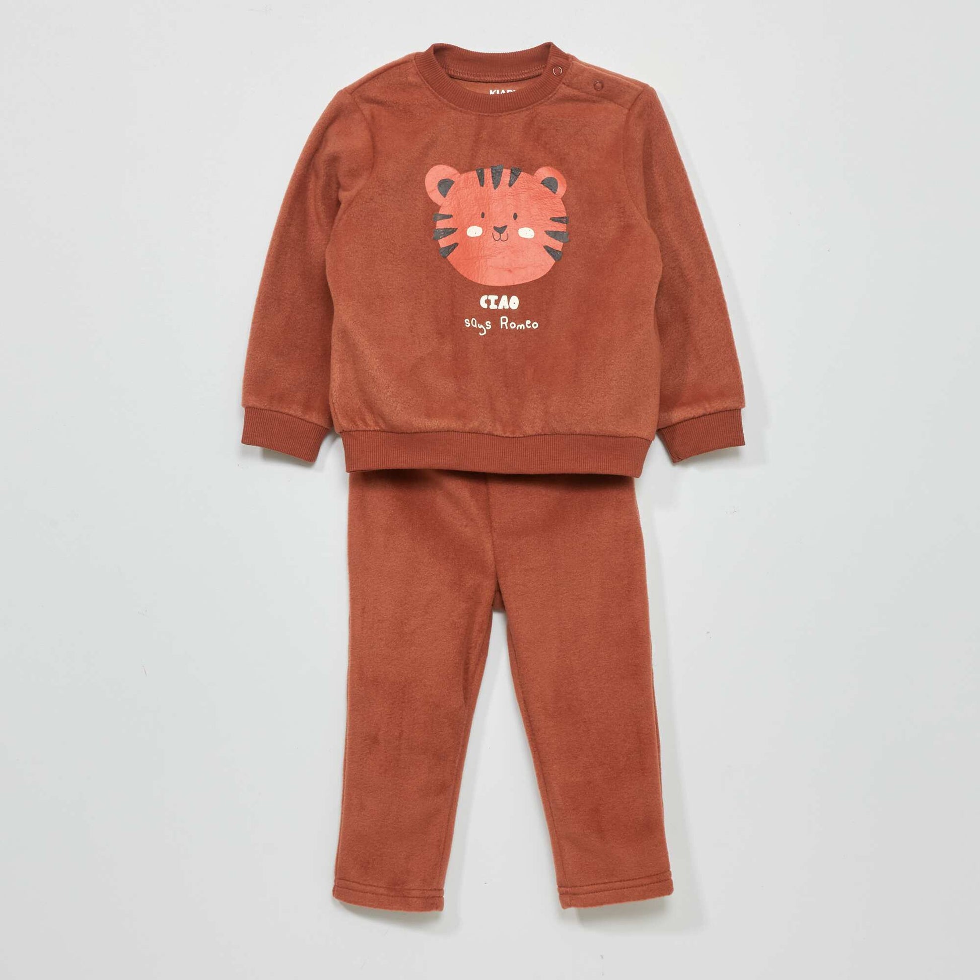 Ensemble pyjama polaire - 2 pi ces Marron