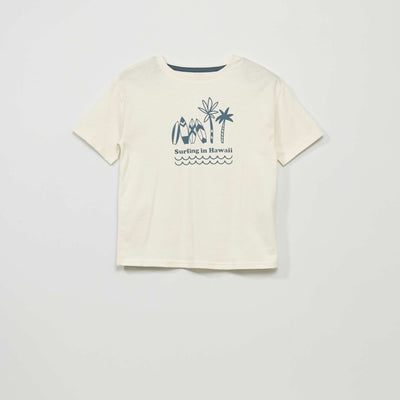 T-shirt imprim 'Surf' 'Hawa ' Blanc