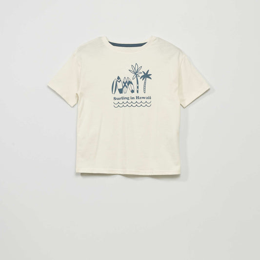 T-shirt imprim 'Surf' 'Hawa ' Blanc