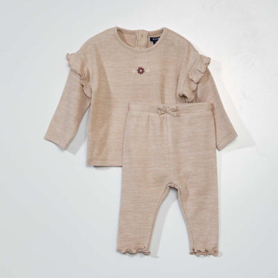 Sweat et legging en maille douce - 2 pi ces Beige