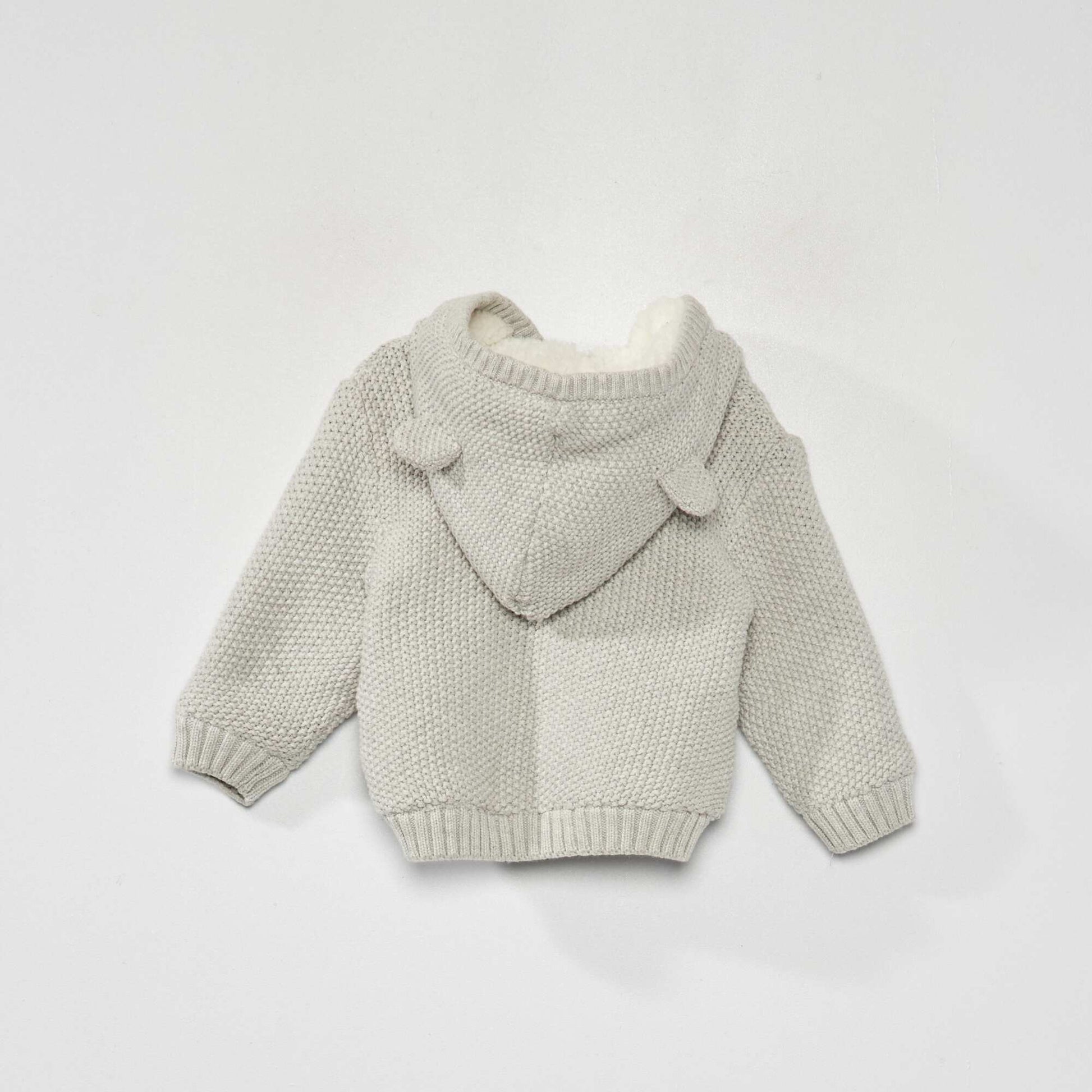 Gilet en tricot avec capuche Gris