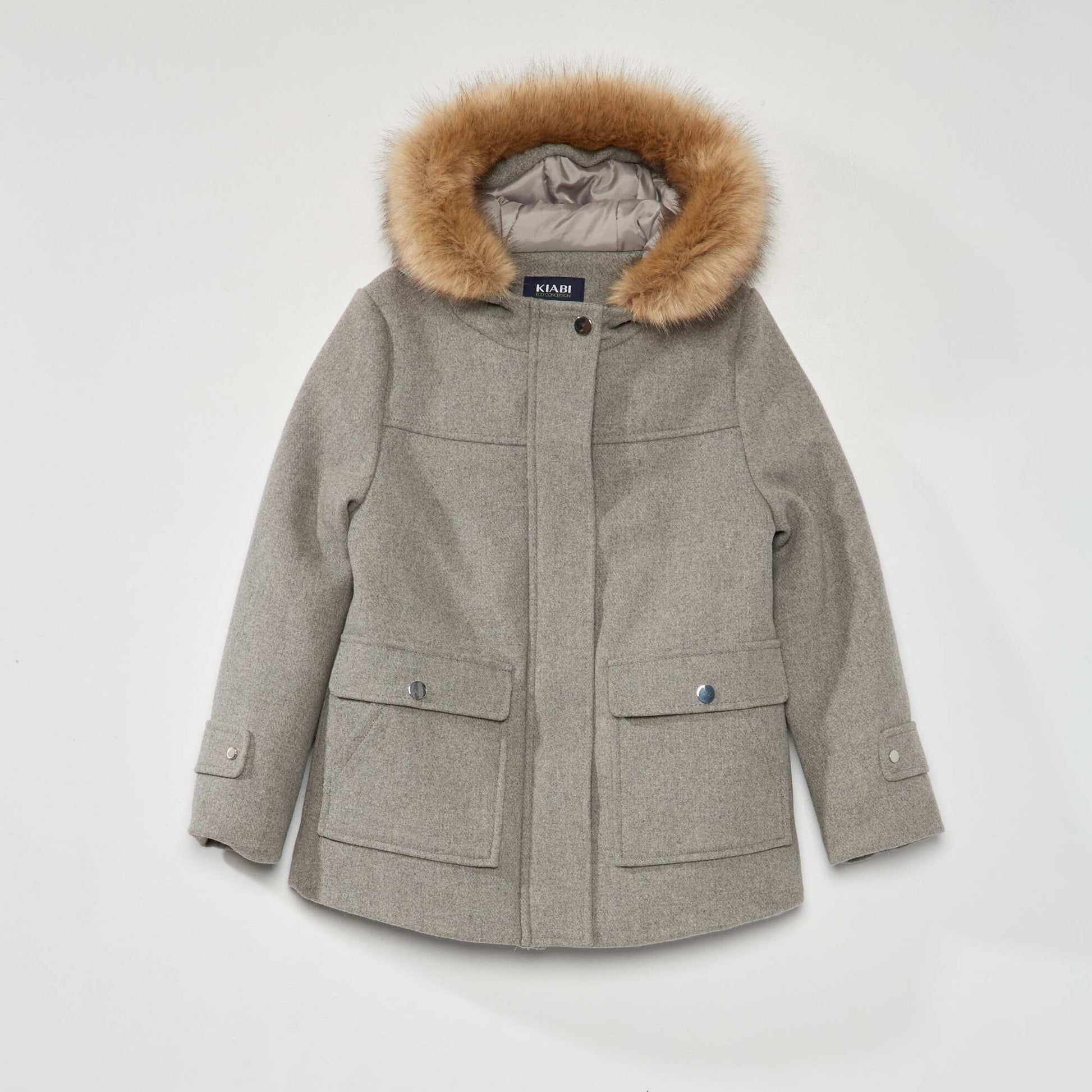 Manteau lainage capuche Gris