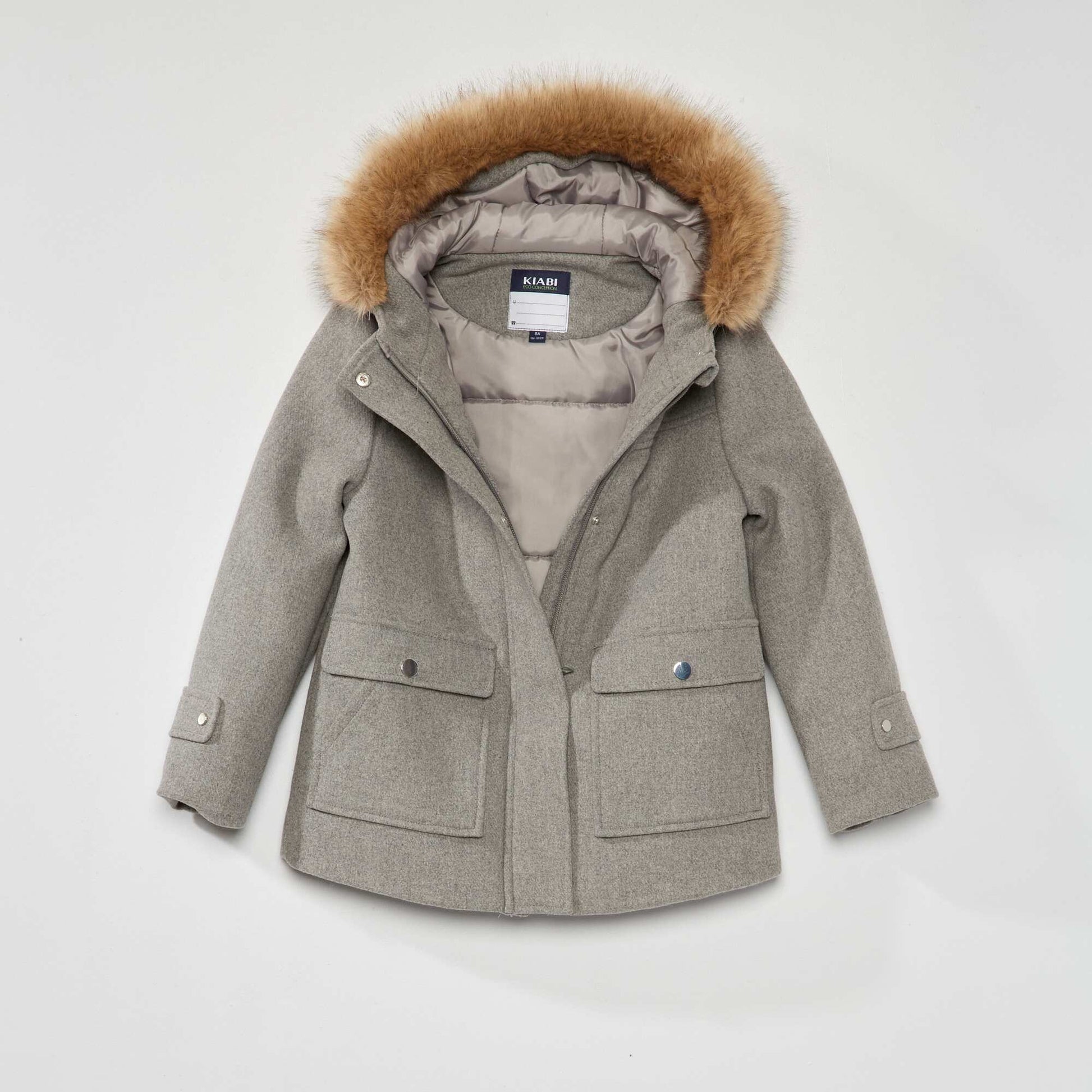 Manteau lainage capuche Gris