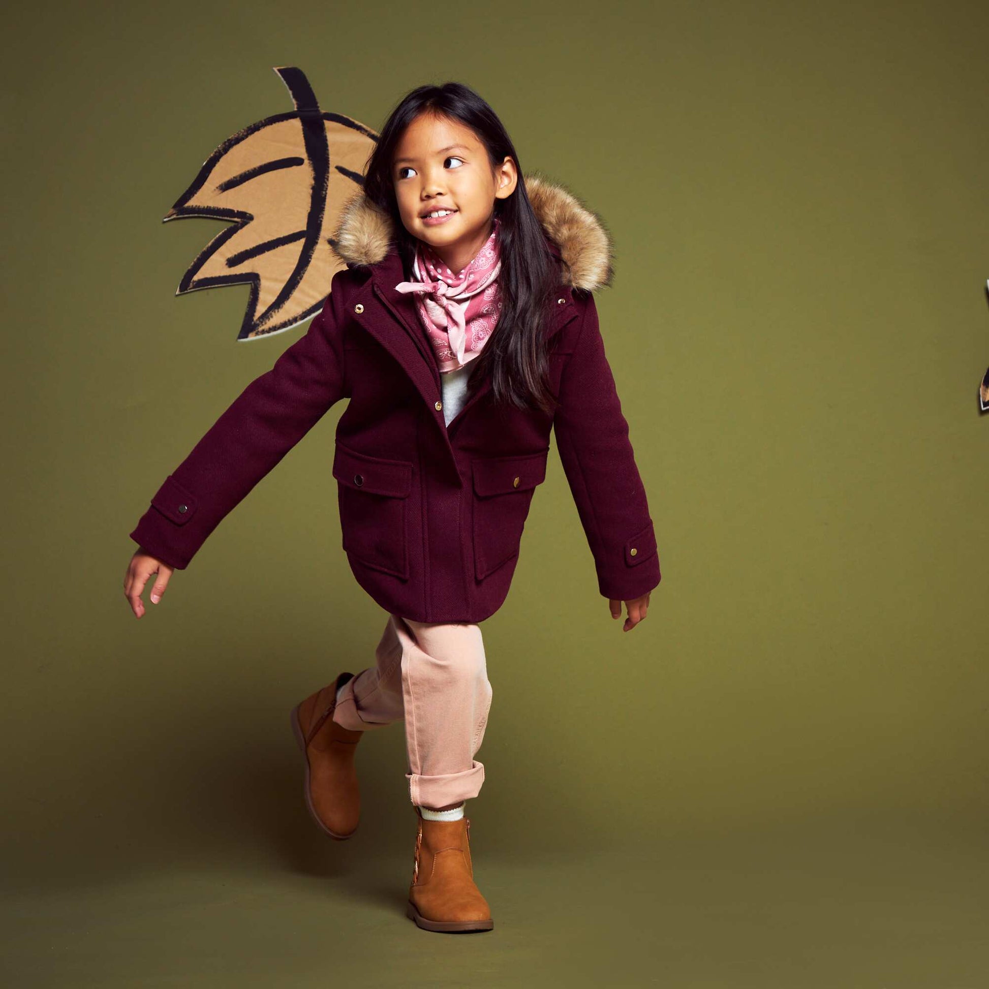 Manteau lainage capuche Bordeau