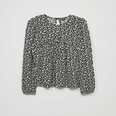 Blouse avec imprim fleuri Noir
