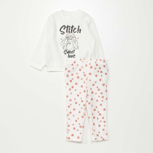 Ensemble pyjama polaire 'Stitch' - 2 pi ces Blanc/rose