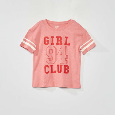 T-shirt col rond esprit campus Rose