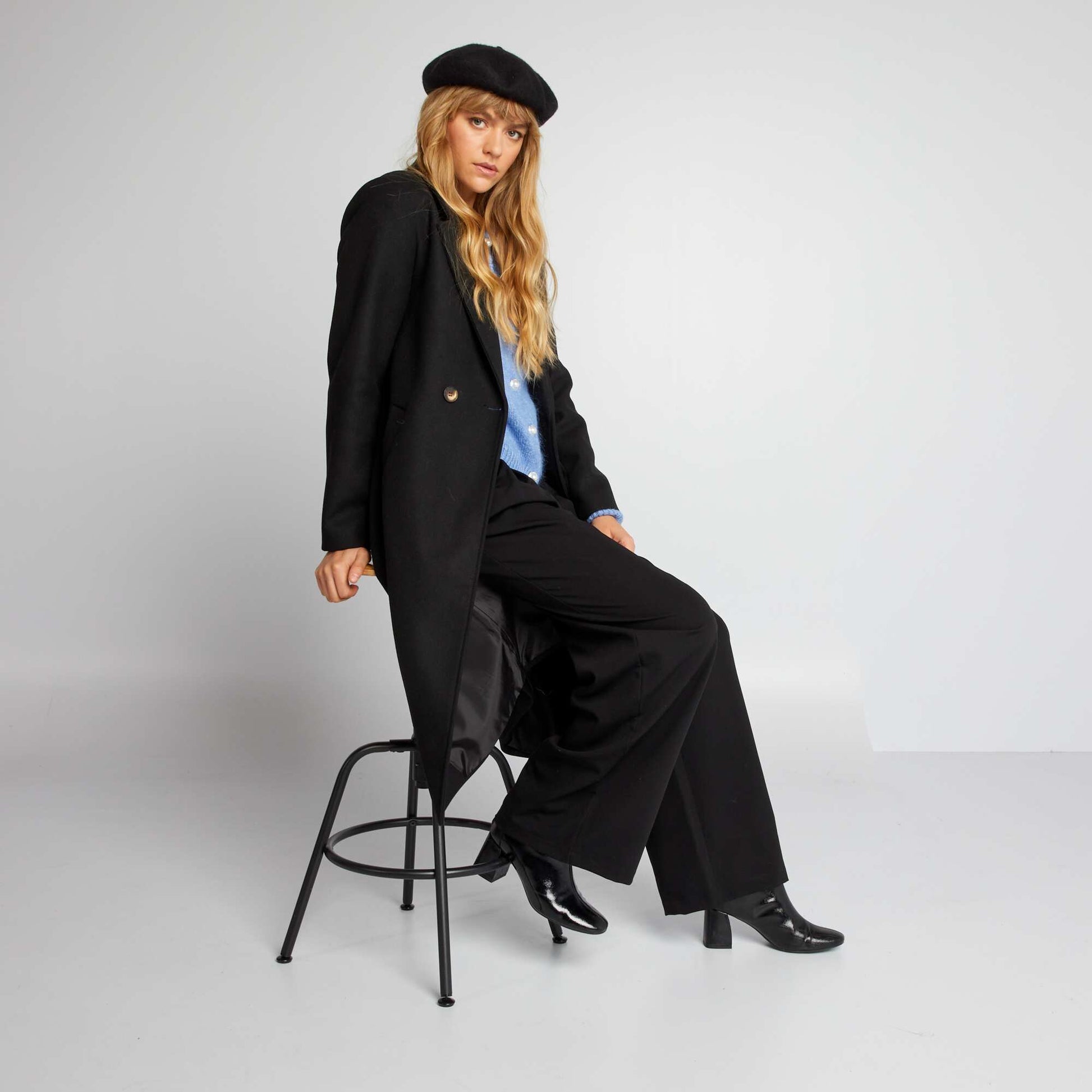 Manteau type lainage Noir