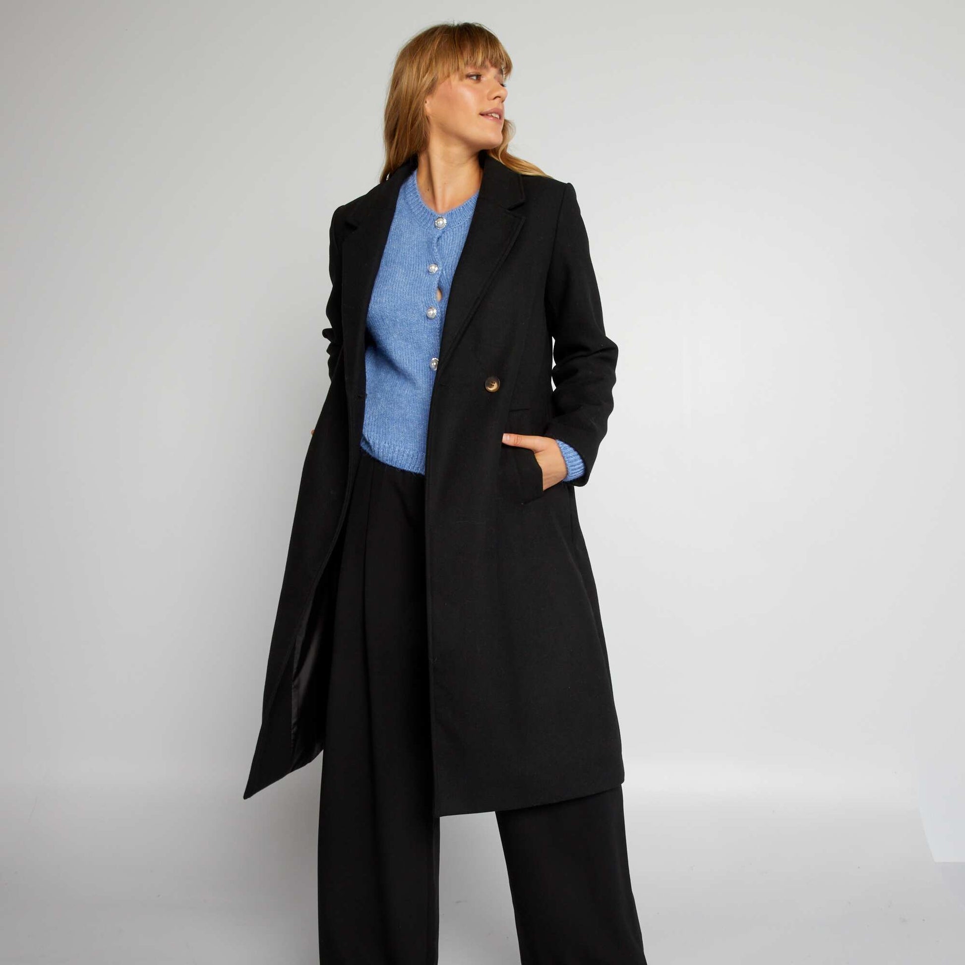 Manteau type lainage Noir