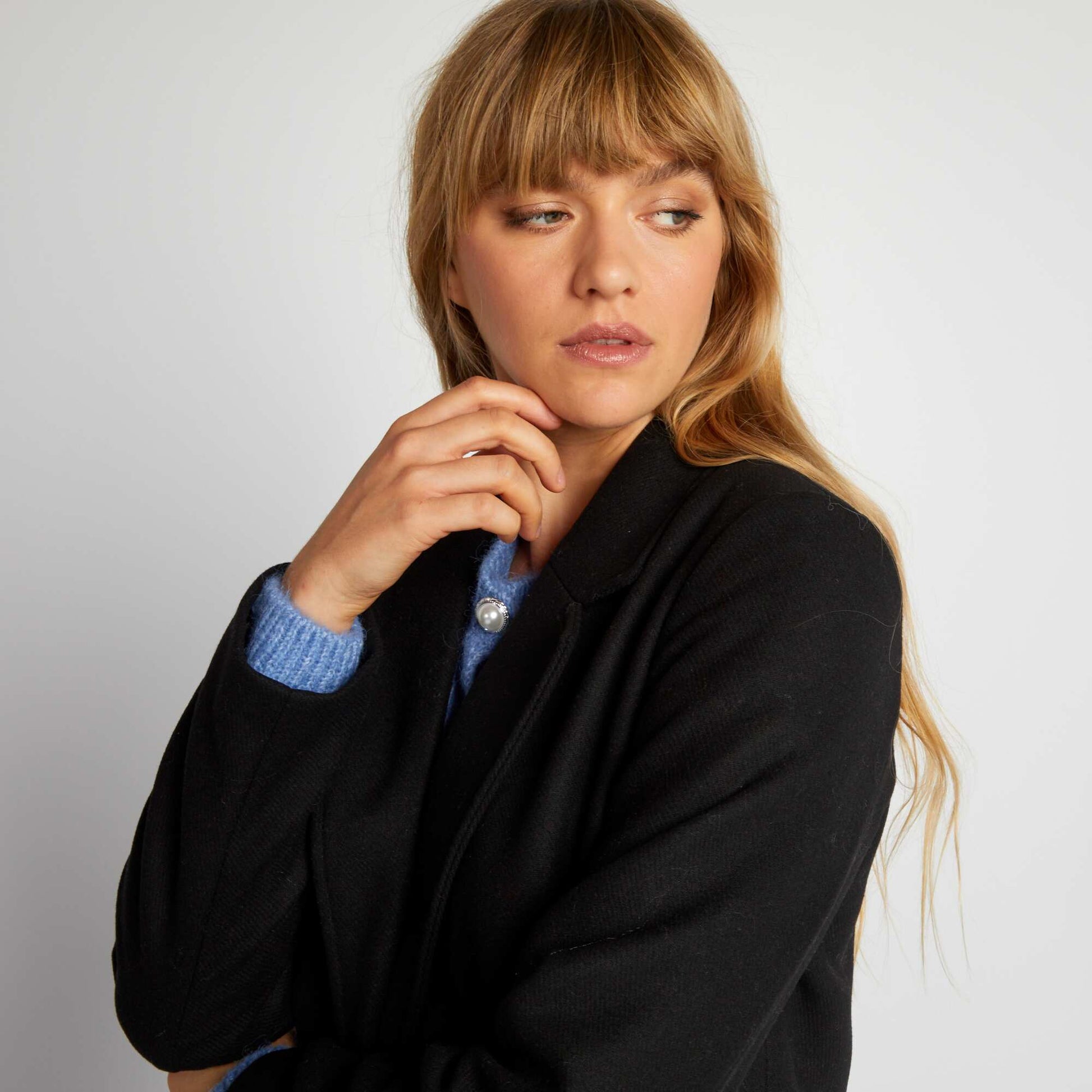 Manteau type lainage Noir