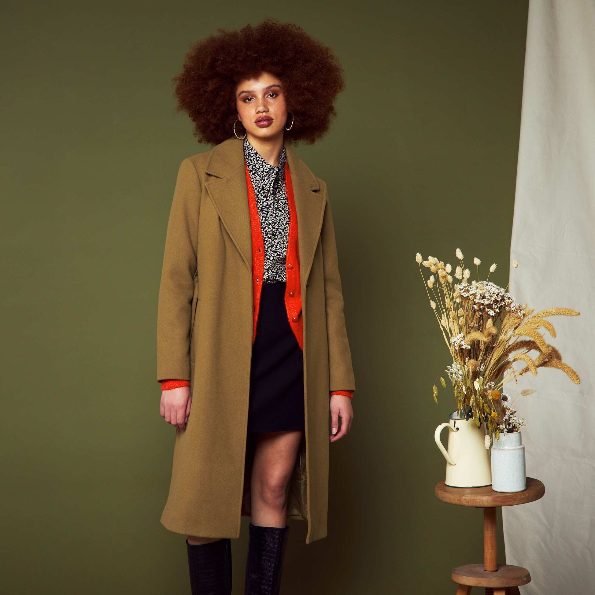 Manteau long ceintur Camel