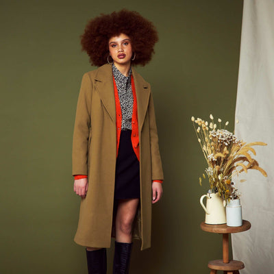 Manteau long ceintur Camel