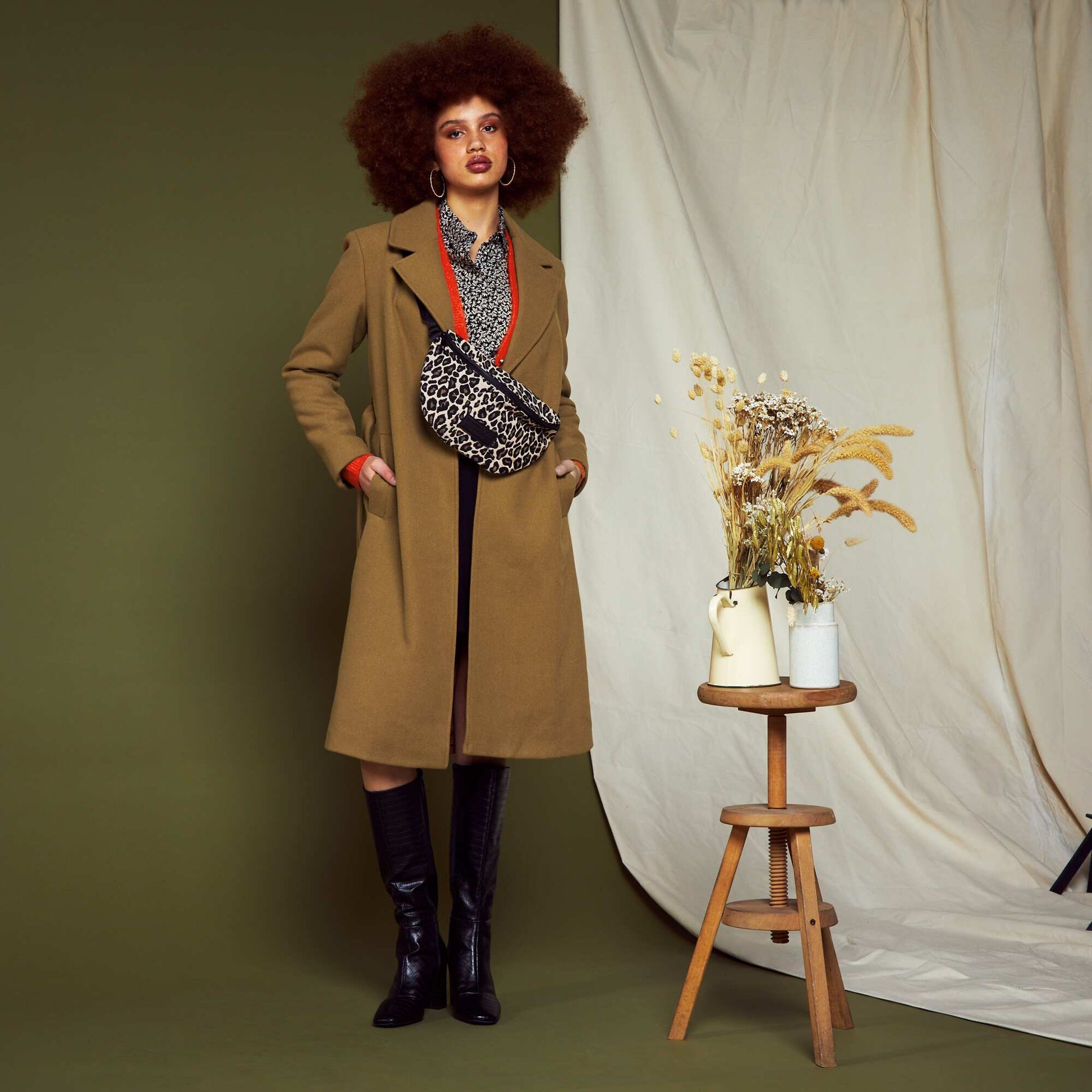 Manteau long ceintur Camel