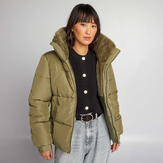 Doudoune matelass col doux Vert