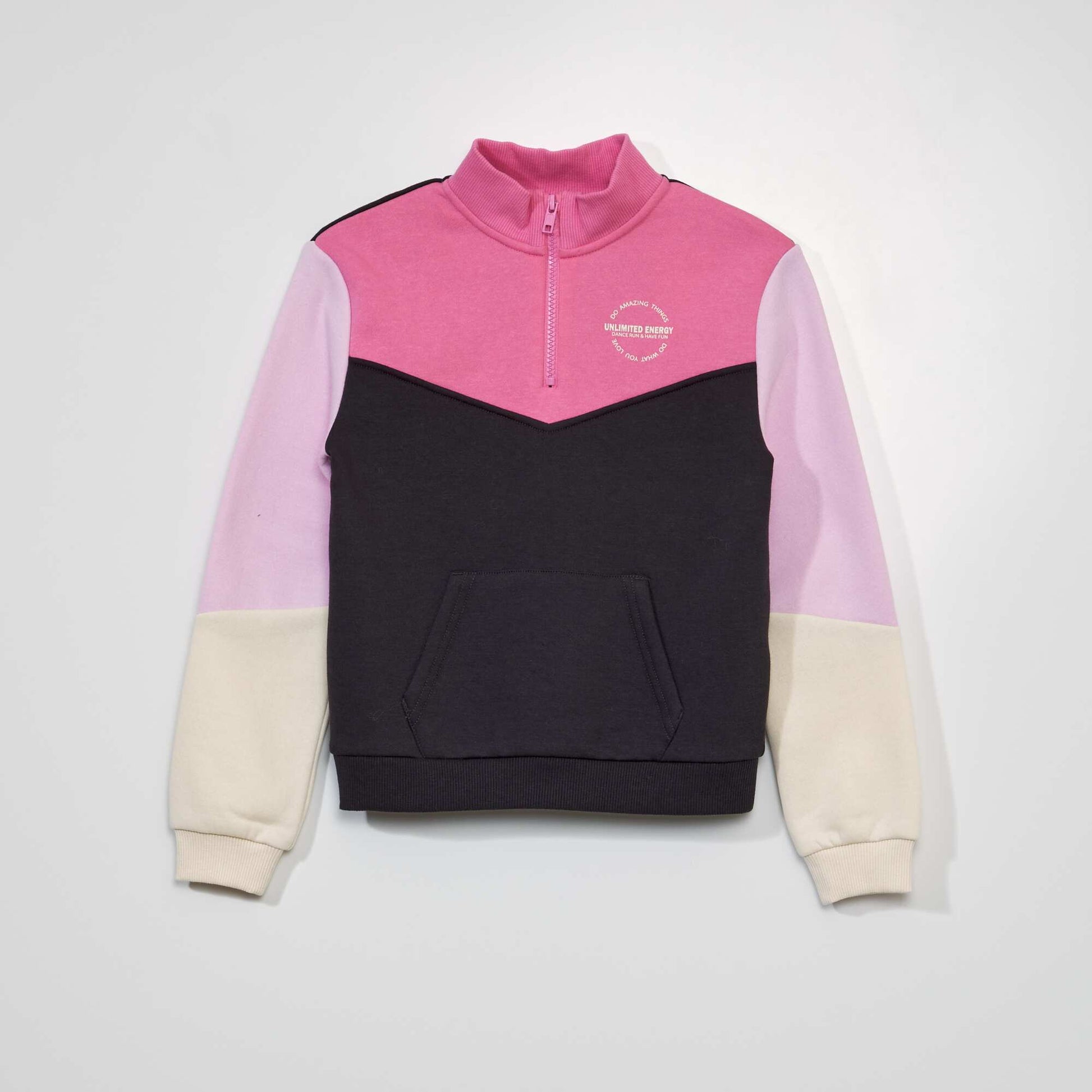 Sweat col camionneur Marron/rose