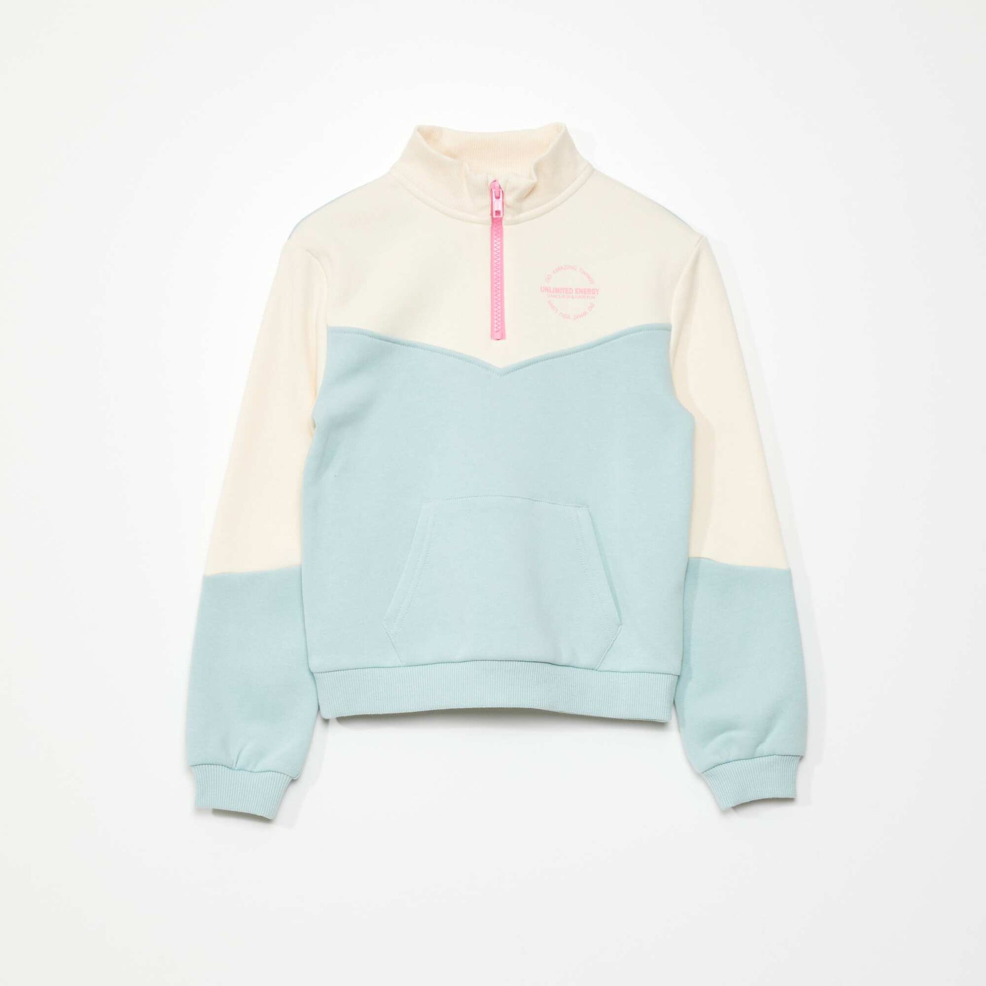 Sweat col camionneur Bleu/ecru