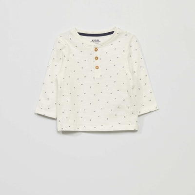 T-shirt en jersey manches longues Blanc