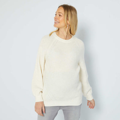Pull de grossesse en maille Beige