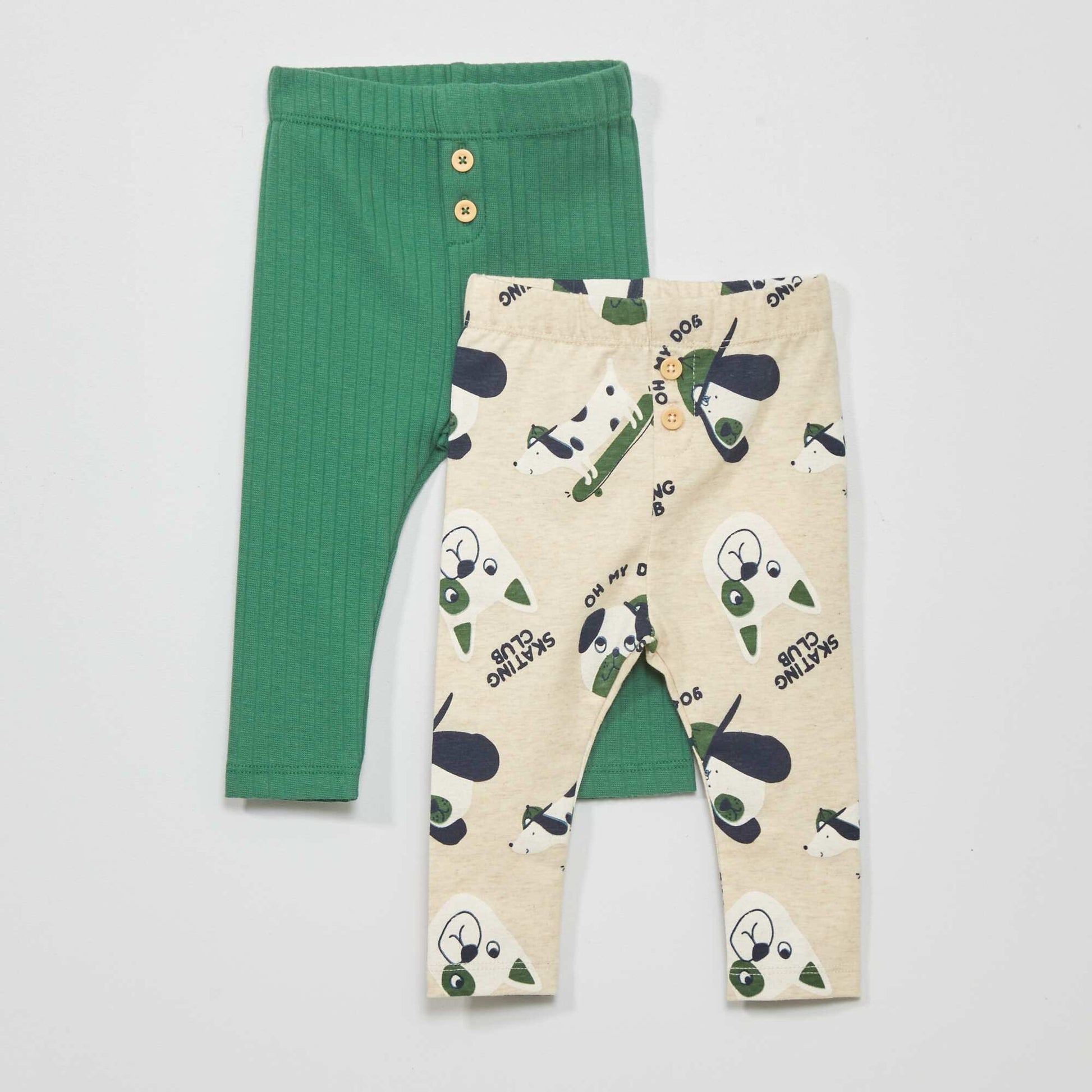 Lot de 2 leggings Beige/vert