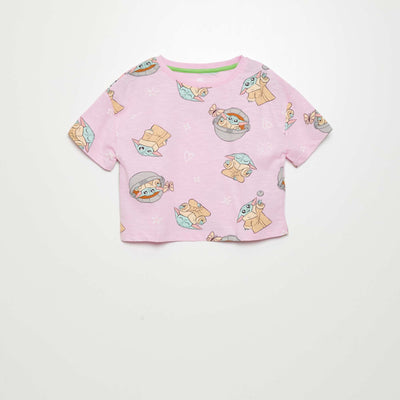 T-shirt 'Grogu' coupe courte Rose