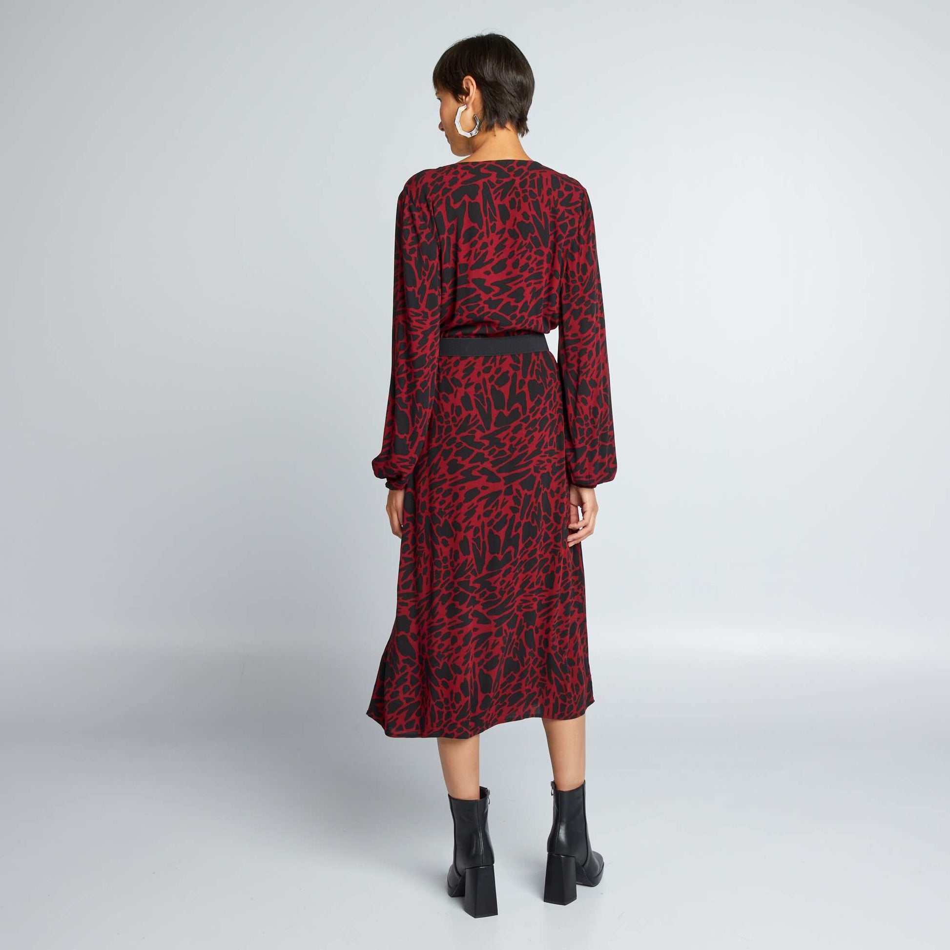 Robe longue ceintur e Bordeaux