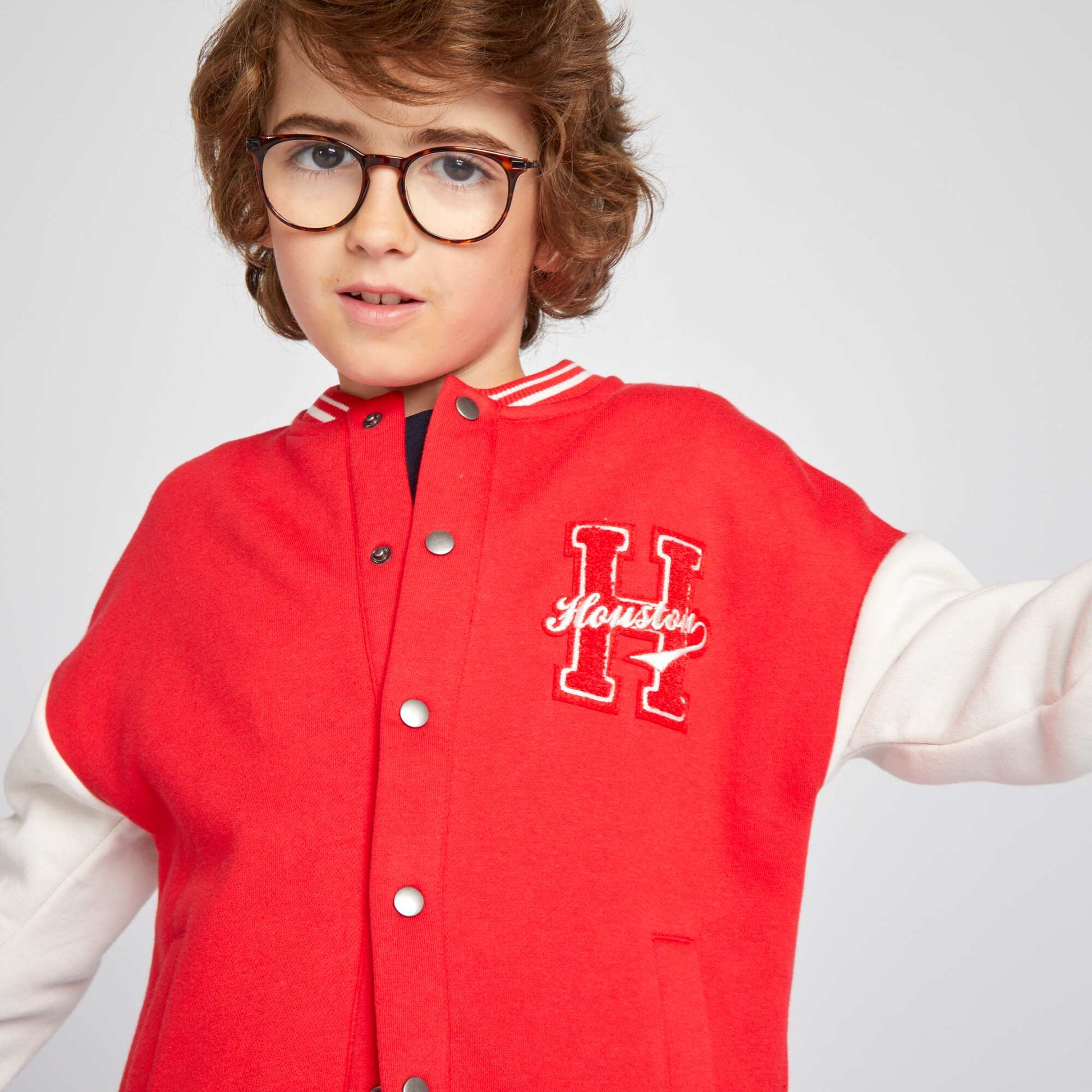 Veste en molleton style coll ge Rouge