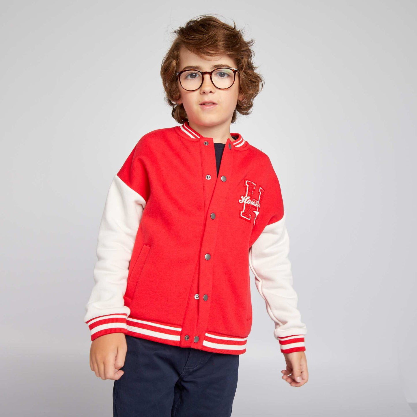 Veste en molleton style coll ge Rouge