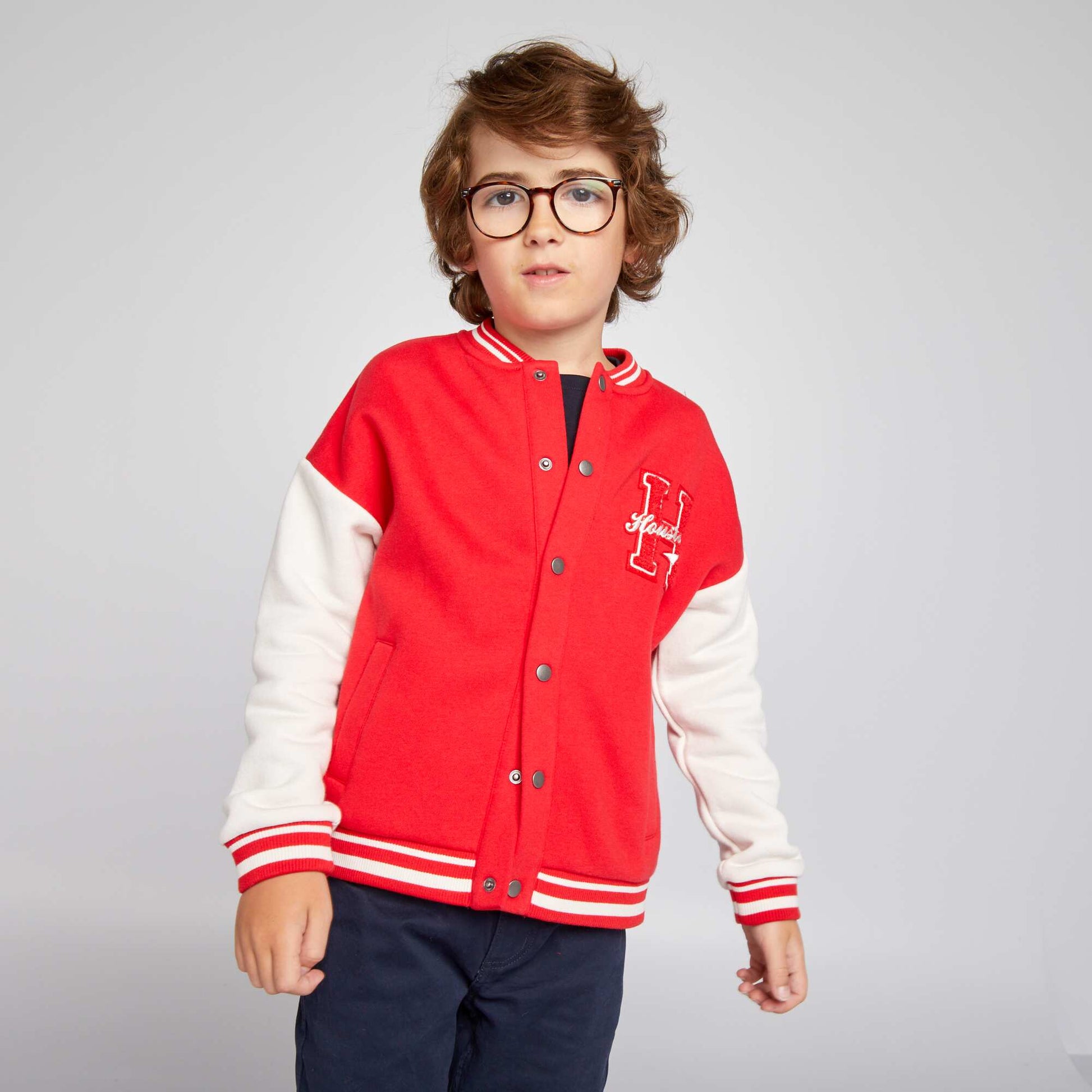 Veste en molleton style coll ge Rouge