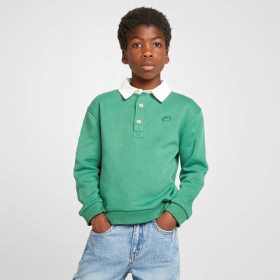 Sweat col polo en molleton Vert