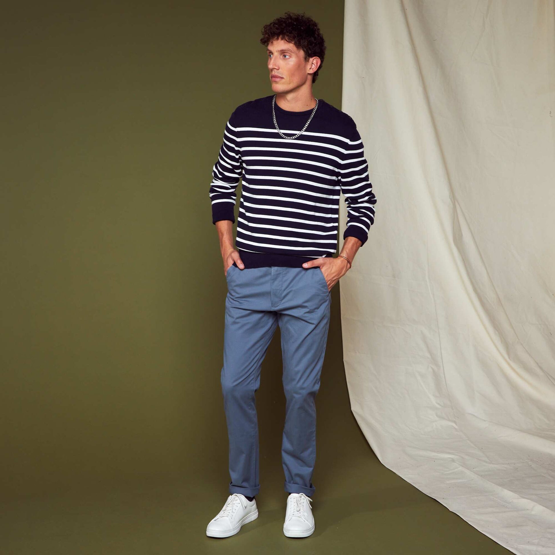 Pull marini re col rond Bleu
